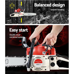 Giantz Chainsaw Petrol 75CC 18" Bar Commercial E-Start Pruning Chain Saw