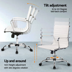 Artiss Computer Desk Office Chair Set PU Leather Wall Mount Foldable Table White