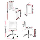 Artiss Computer Desk Office Chair Set PU Leather Wall Mount Foldable Table White