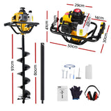 Giantz Post Hole Digger 200mm Petrol Drill Auger Extension Bits