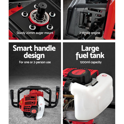 Giantz Post Hole Digger Motor Only Petrol Engine Red