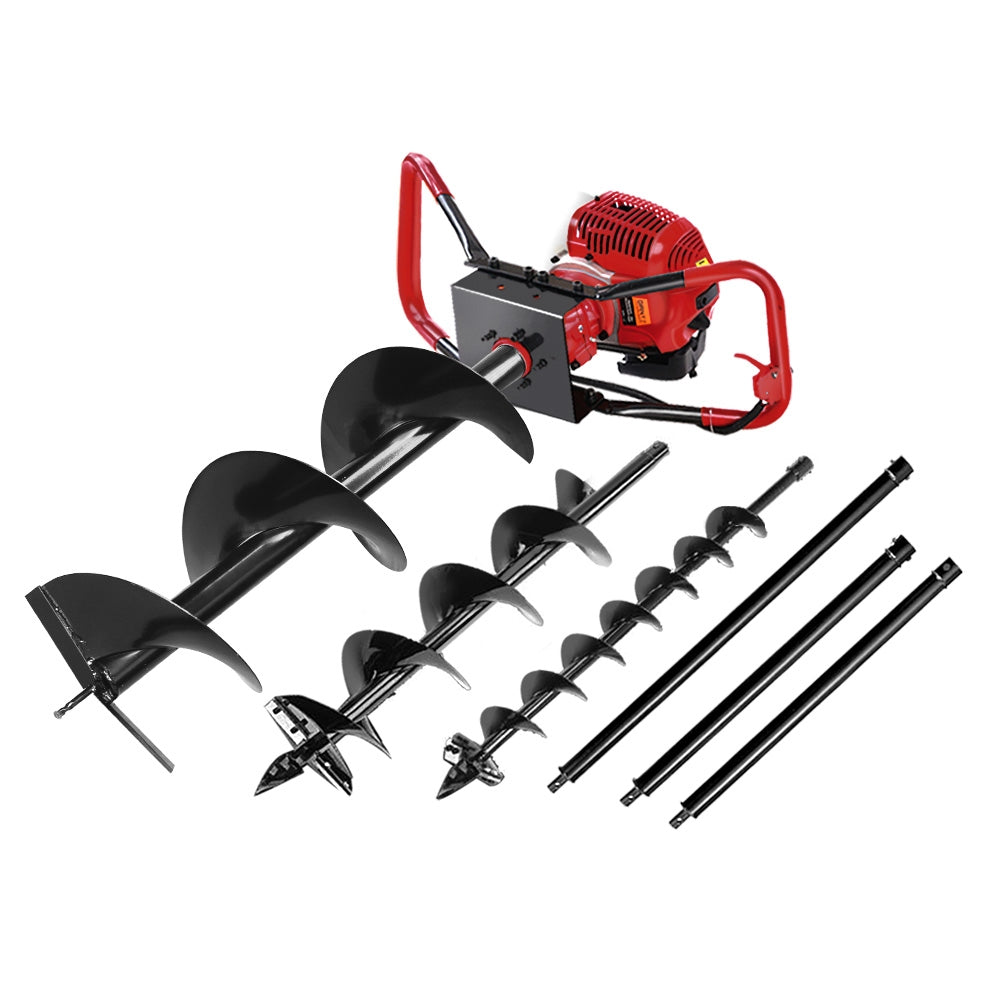 Giantz 65CC Petrol Post Hole Digger Extension Auger Bits Kit