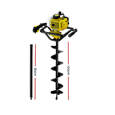 Giantz Post Hole Digger 200mm Petrol Drill Auger Extension Bits