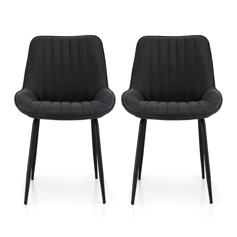 Artiss 2x Dining Chairs Retro PU Leather Kitchen Lounge Cafe Accent Chair Black