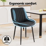 Artiss 2x Dining Chairs Retro PU Leather Kitchen Lounge Cafe Accent Chair Black