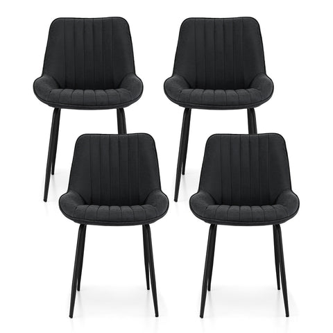 Artiss 4x Dining Chairs Retro PU Leather Kitchen Lounge Cafe Accent Chair Black