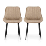 Artiss 2x Dining Chairs Retro PU Leather Kitchen Lounge Cafe Accent Chair Khaki