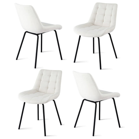 Artiss 4x Dining Chairs Velvet Tufted Kitchen Lounge Cafe Accent Chair Beige