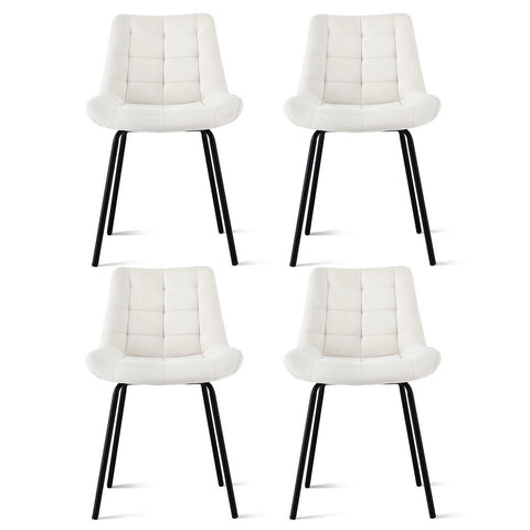 Artiss 4x Dining Chairs Velvet Tufted Kitchen Lounge Cafe Accent Chair Beige