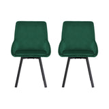 Artiss Dining Chairs Set of 2 Velvet Swivel Base Green