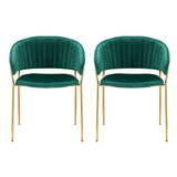 Artiss Dining Chairs Set of 2 Velvet Hollow Armchair Green