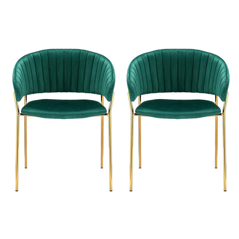 Artiss Dining Chairs Set of 2 Velvet Hollow Armchair Green