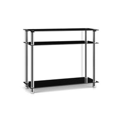 Artiss Console Table Tempered Glass Black