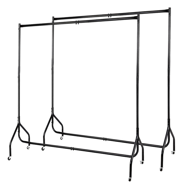 Artiss 2X Clothes Rack Airer Coat Stand 6FT Rail Wheels