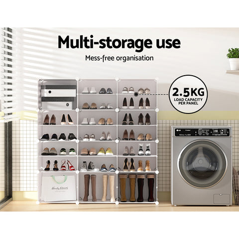 Artiss Shoe Rack DIY 12 Storage Cube Stackable White