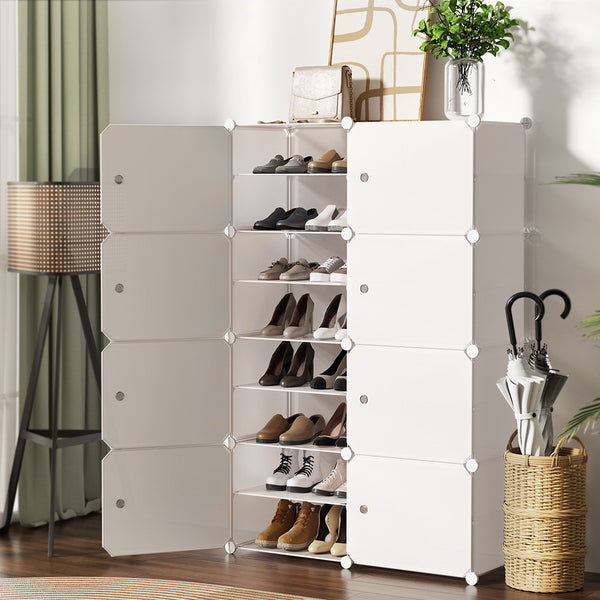 Artiss Shoe Rack DIY Set of 8 Storage Cube Stackable White