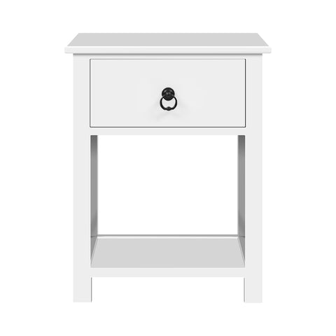 Artiss 2 X Bedside Table 1 Drawer with Shelf - EMMA White