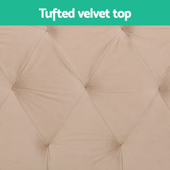 Artiss Storage Ottoman Blanket Box 80cm Weaved Velvet Pine