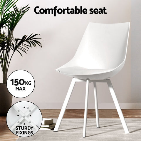 1 Artiss Dining Table and 4 Chairs Set Rectangle White