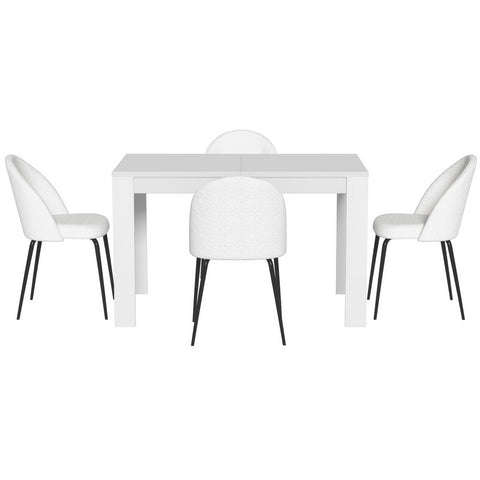 1 Artiss Dining Table and 4 Chairs Set White Sherpa