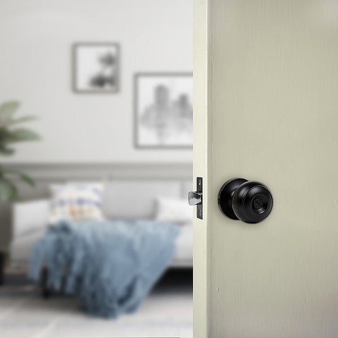 Door Handle Set Privacy Function Round Black NT Deals