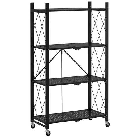 EKKIO Foldable Storage Shelf 4 Tier (Black) NT Deals