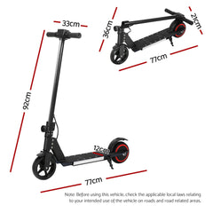 Electric Scooter 130W 16KM/H LED Light Folding Portable Riding Commuter Black