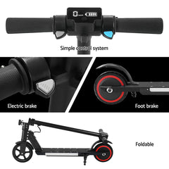 Electric Scooter 130W 16KM/H LED Light Folding Portable Riding Commuter Black