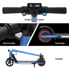 Electric Scooter 130W 16KM/H LED Light Folding Portable Riding Commuter Blue