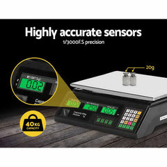 Emajin Digital Kitchen Weighing Scale - Precision 40KG Platform Scale with LCD Display NT Deals