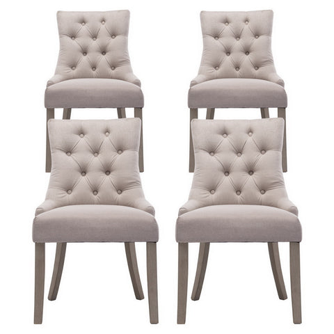 Artiss Dining Chairs Set of 4 Linen French Provincial Beige