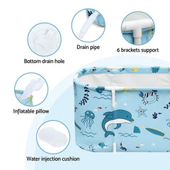 Weisshorn Foldable Bathtub PVC Spa Bucket Inflatable Cushion 114x62cm Blue