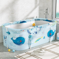 Weisshorn Foldable Bathtub PVC Spa Bucket Inflatable Cushion 134x65cm Blue