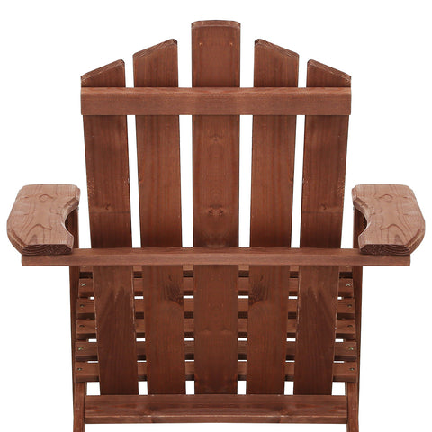Gardeon Adirondack Outdoor Chairs Wooden Beach Chair Patio Furniture Garden Brown