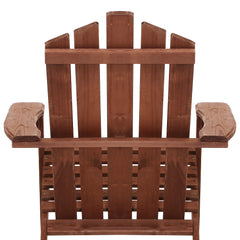 Gardeon 3PC Adirondack Outdoor Table and Chairs Wooden Beach Chair Brown