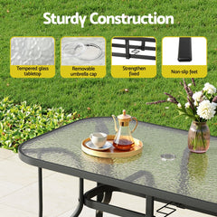 Gardeon 5PC Outdoor Dining Set Table and Chairs Patio Furniture Bistro Set Garden Black