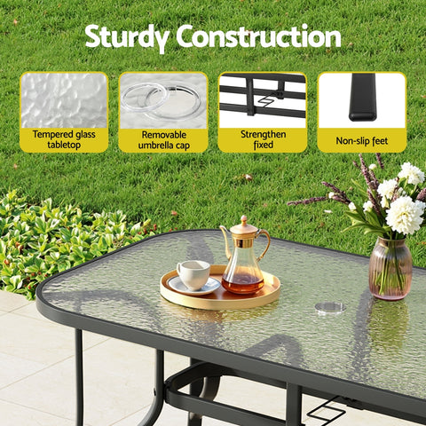 Gardeon 5PC Outdoor Dining Set Table and Chairs Patio Furniture Bistro Set Garden Grey