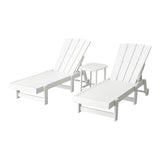 Gardeon Sun Lounge Lounger Table and Chairs Beach Chair Adirondack HDPE Patio Outdoor Furniture Wheels White
