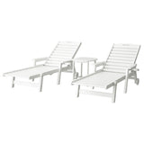 Gardeon Sun Lounge Lounger Beach Chair HDPE Patio Outdoor Furniture with Wheels White
