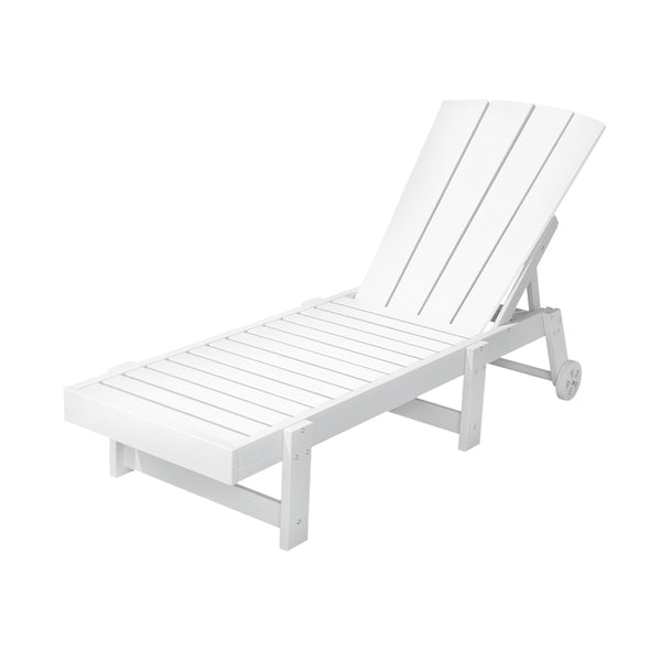 Gardeon Sun Lounge Beach Chair HDPE Adirondack Lounger Patio Outdoor Furniture with Wheels White