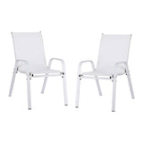 Gardeon 2PC Outdoor Dining Chairs Stackable Lounge Chair Patio Furniture White