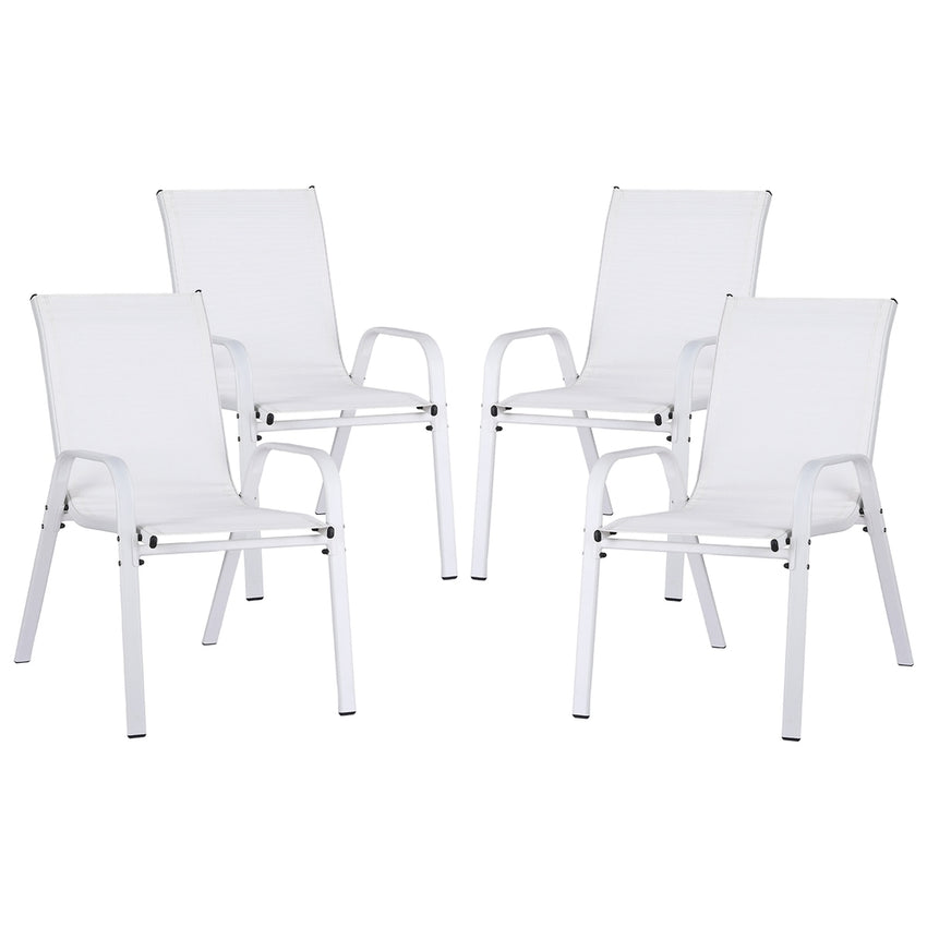 Gardeon 4PC Outdoor Dining Chairs Stackable Lounge Chair Patio Furniture White