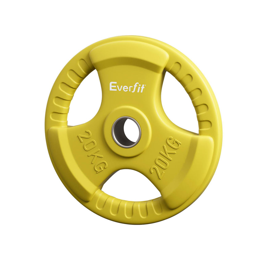 Everfit Weight Plates Olympic 20kg Dumbbell Barbell Plate Weight Lifting Home Gym Yellow