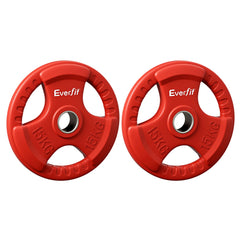 Everfit Weight Plates Olympic 15kgx2 Dumbbell Barbell Plate Weight Lifting Home Gym Red