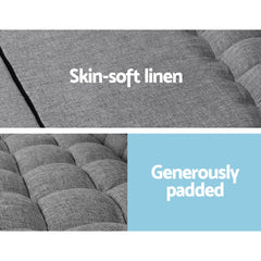 Artiss Floor Lounge Sofa Bed 2-seater Grey Fabric
