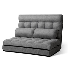 Artiss Floor Lounge Sofa Bed 2-seater Grey Fabric