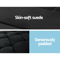 Artiss Floor Lounge Sofa Bed 2-seater Charcoal Suede