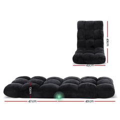 Artiss Floor Lounge Sofa Bed Flannel Fabric Black
