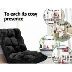 Artiss Floor Lounge Sofa Bed Flannel Fabric Black