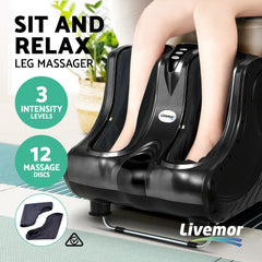 Livemor Foot Massager Massagers Shiatsu Electric Roller Ankle Calf Leg Kneading Black